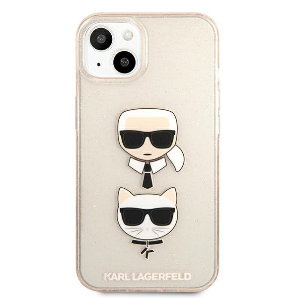 Puzdro KARL LAGERFELD Apple iPhone 13 Mini Glitter Karl`s & Choupette Golden Hardcase